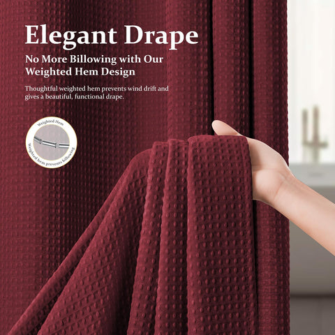 Dynamene Burgundy 72x72 dimensions curtain fits standard showers.