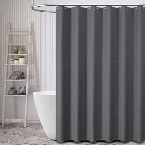 Dynamene waffle curtain providing privacy while letting light pass softly.