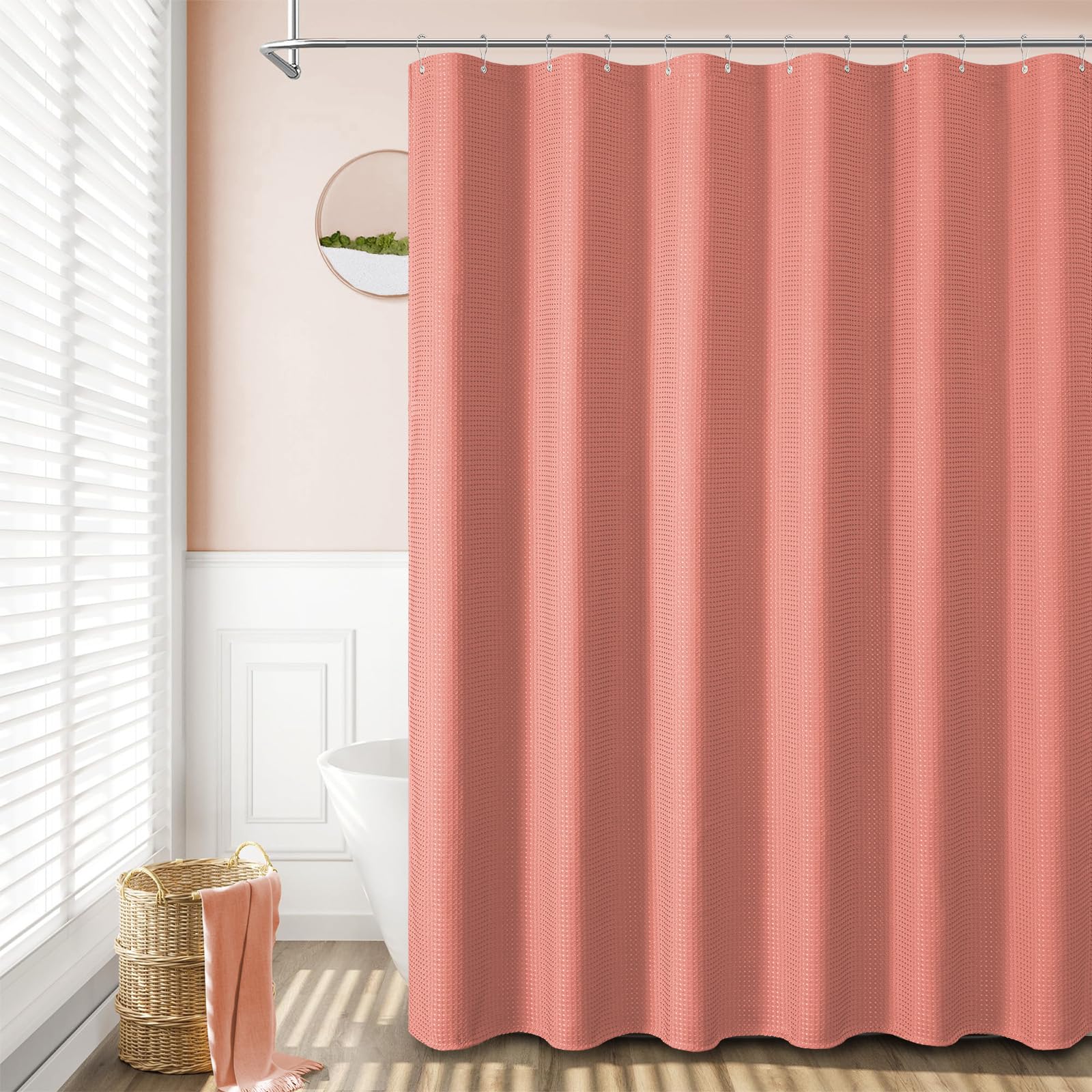 Coral Dynamene curtain sized 72x72 inches fits standard showers