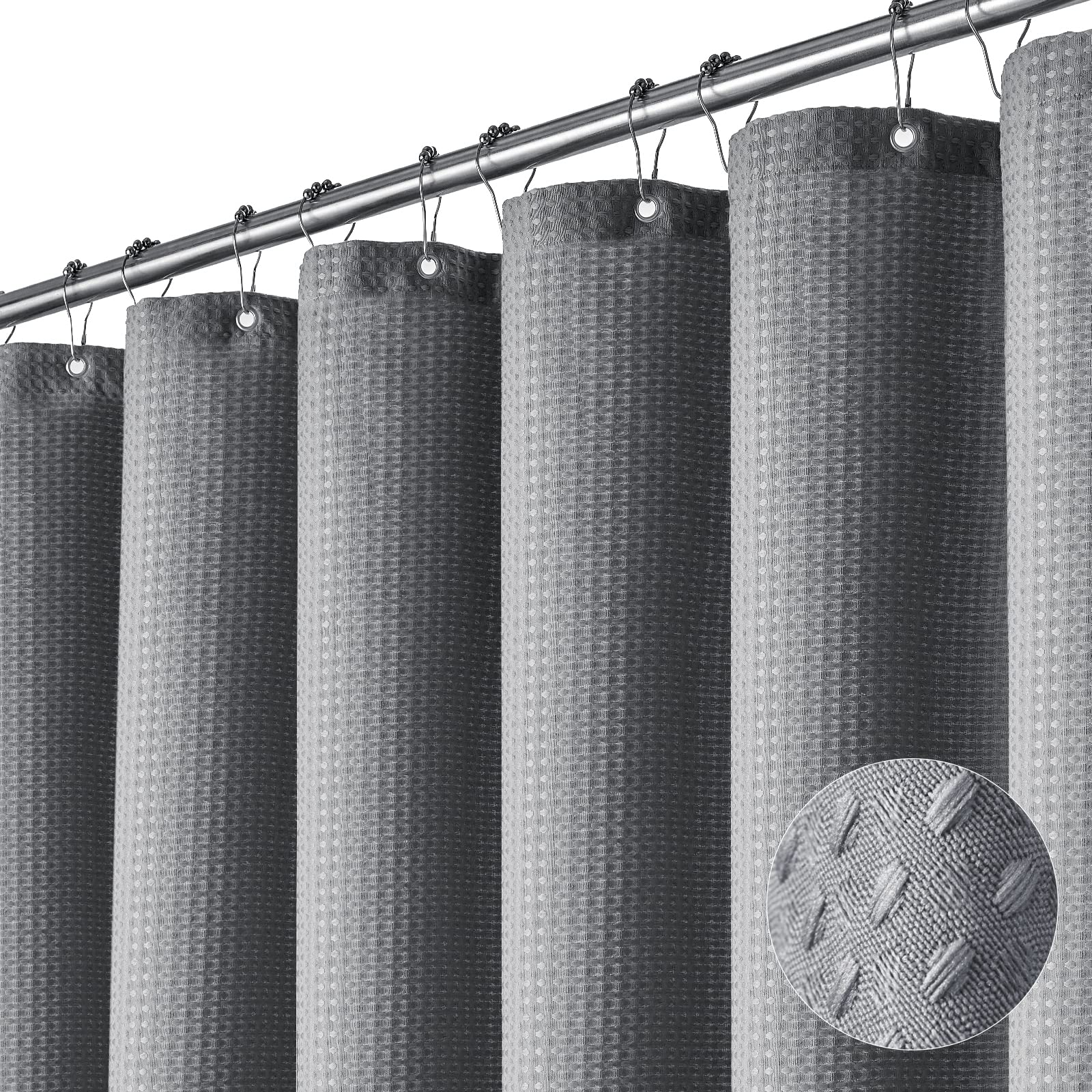 Dynamene extra-long grey waffle curtain, 72x84 inches, for privacy and style.