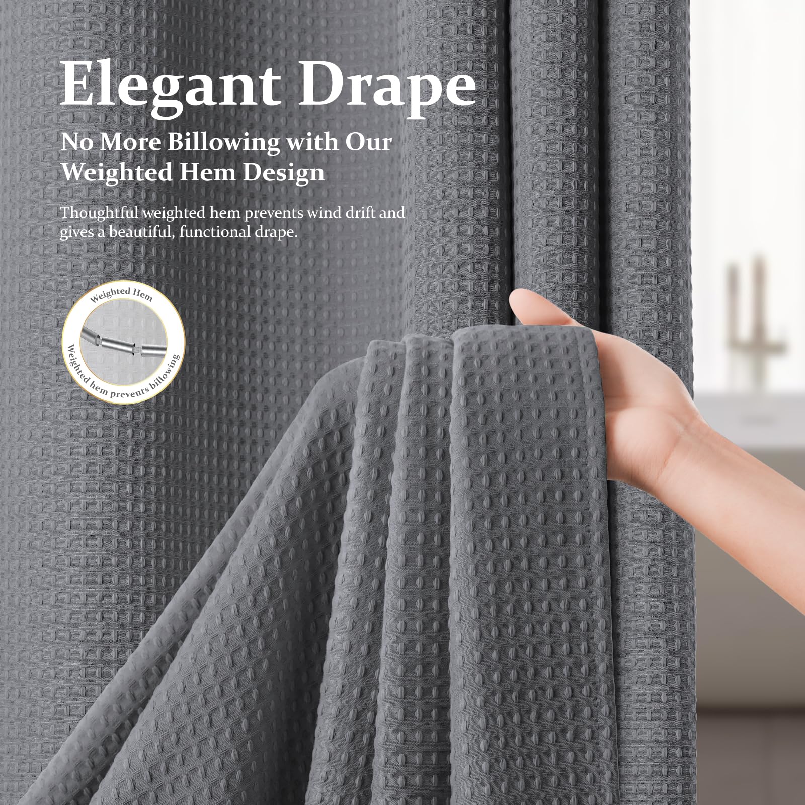 Dynamene hotel-spa-grade fabric conveys durability and stain resistance for daily use.