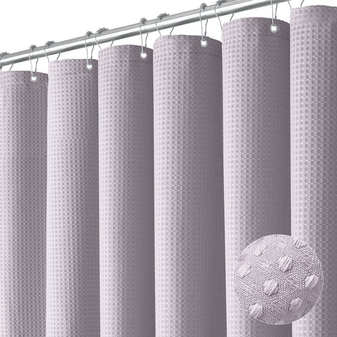 Dynamene Lavender waffle shower curtain 72x72 showing durable fabric texture.