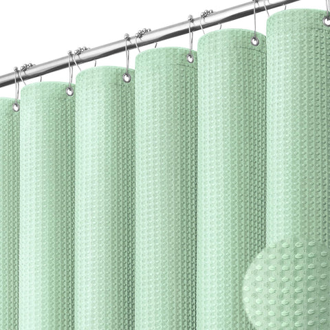 Dynamene mint green waffle curtain 72x72 with cotton-like feel for a spa-style bathroom