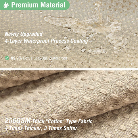 Dynamene neutral beige curtain fits any bathroom style and décor.