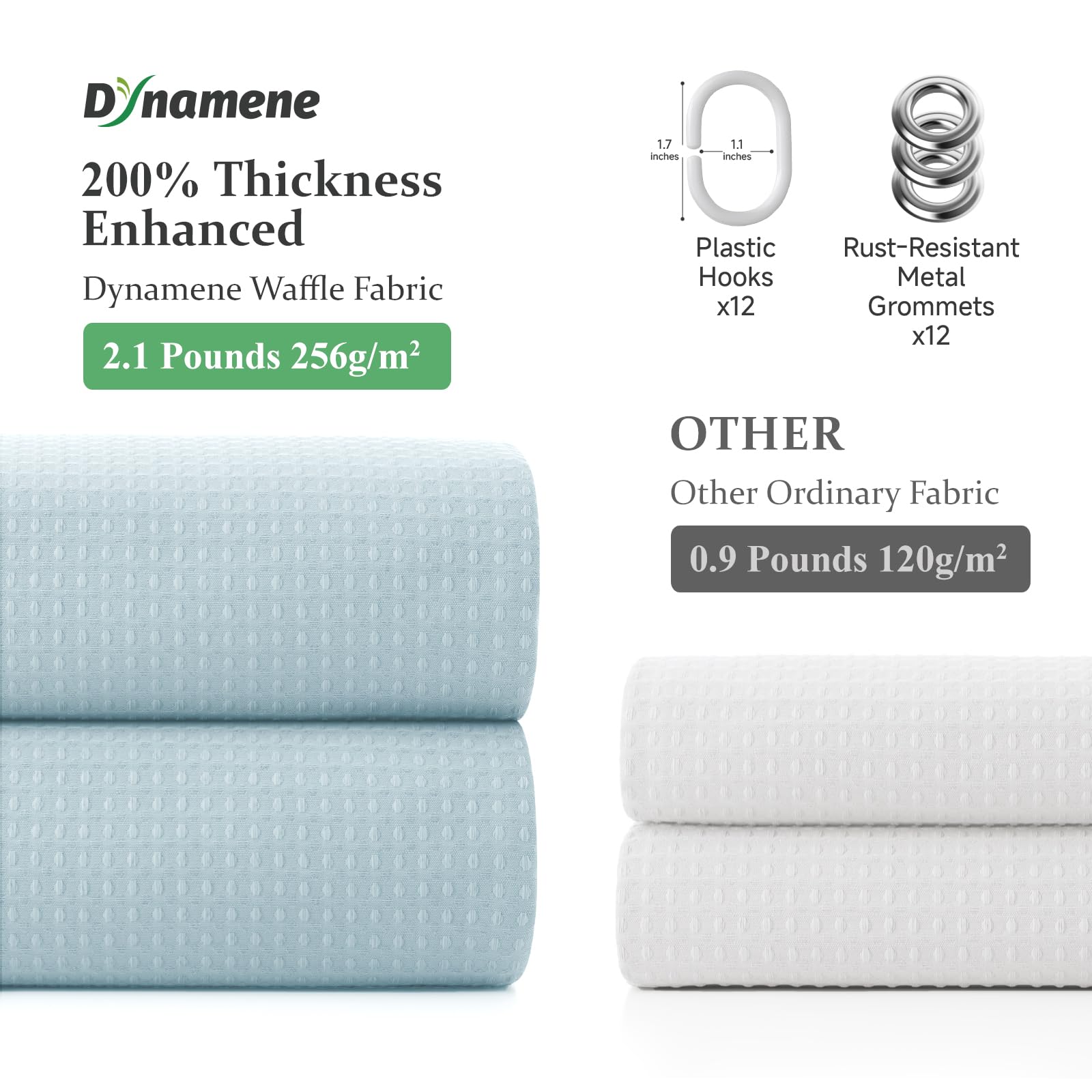 Dynamene neutral-style curtain complements home, hotel, gym, and dorm bathrooms.