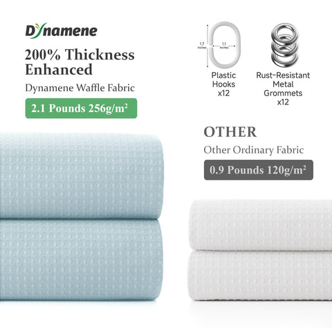 Dynamene neutral-style curtain complements home, hotel, gym, and dorm bathrooms.