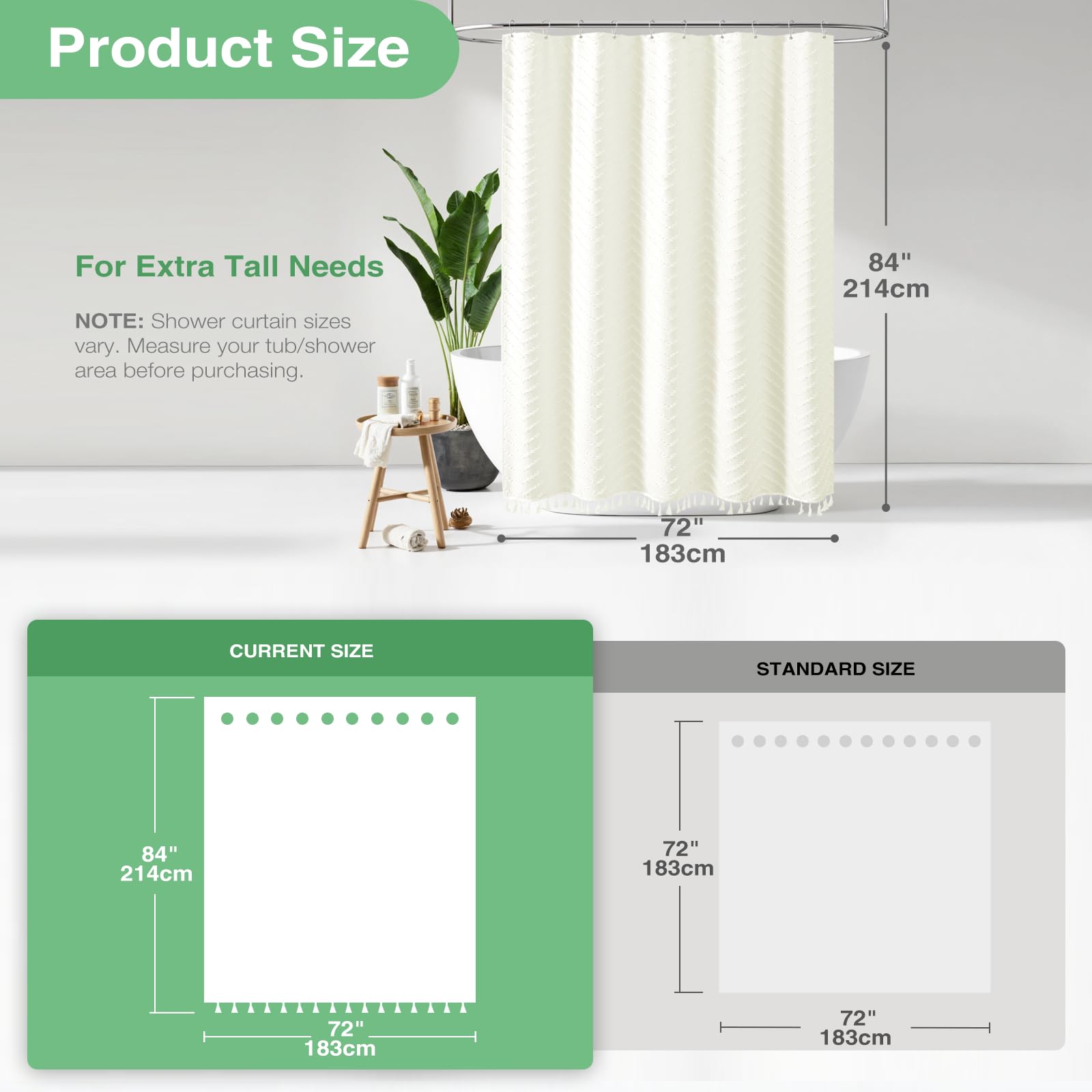 Dynamene curtain with 12 hooks and rust resistant hardware for secure installation