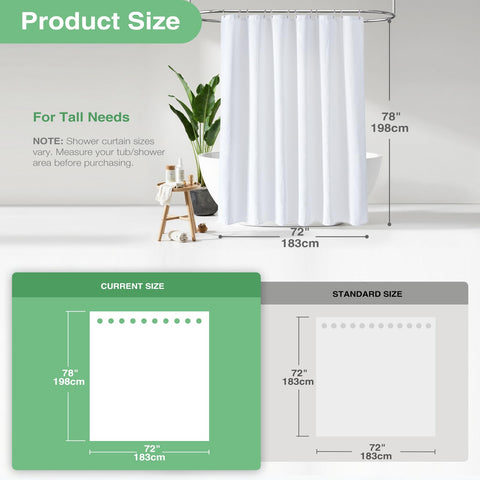 Dynamene curtain with 12 rust-resistant grommets for easy hanging.