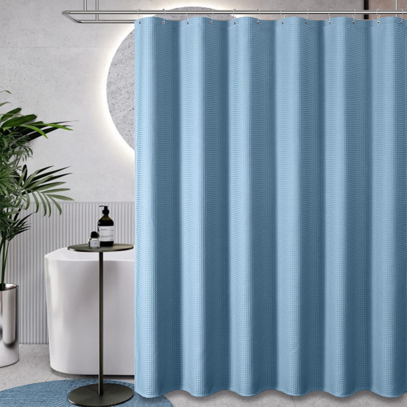 Dynamene Moonlight Blue curtain packaging shows complete setup.