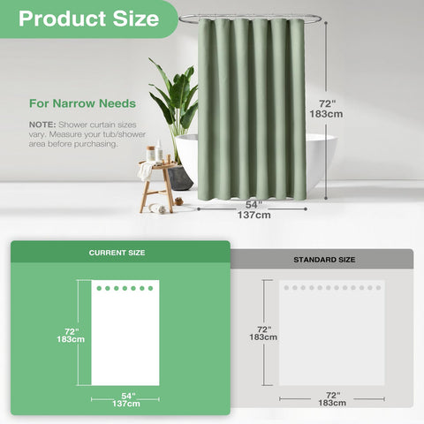 Dynamene Sage Green curtain displayed in a modern bathroom
