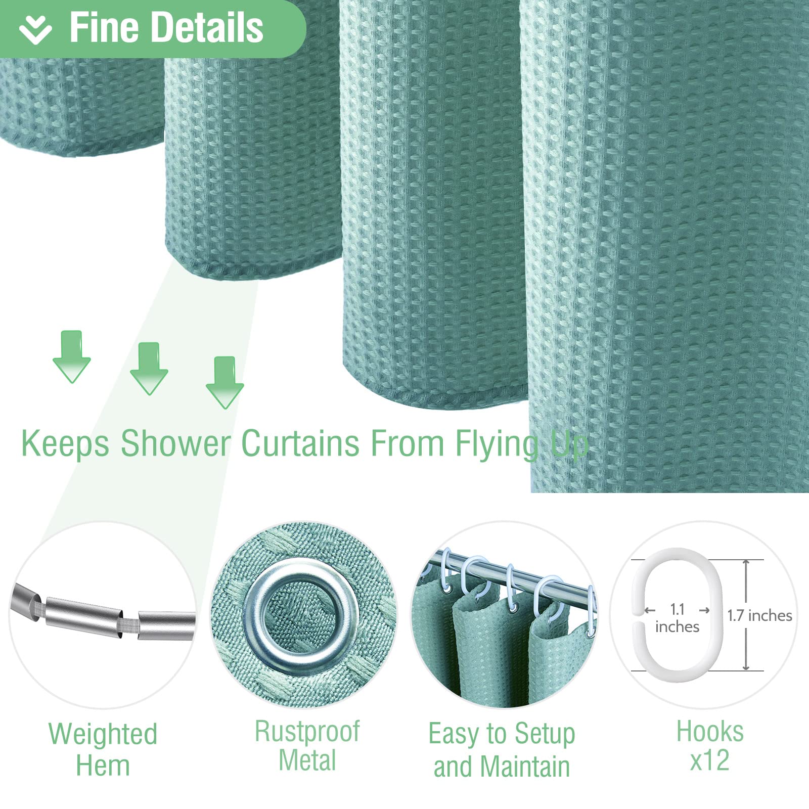 Dynamene teal 12 plastic hooks included for easy, secure installation