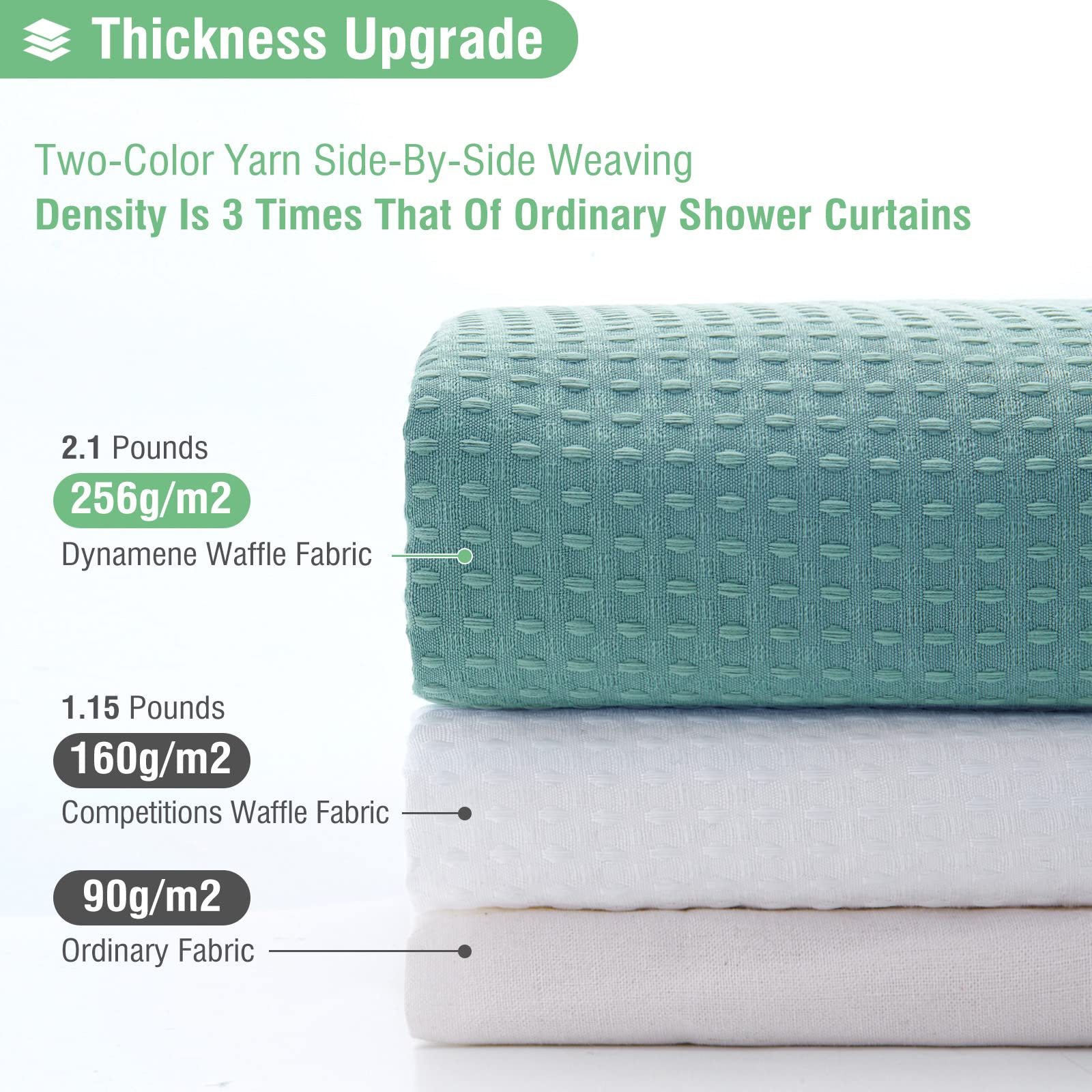 Dynamene teal heavyweight 256GSM curtain feels substantial and durable