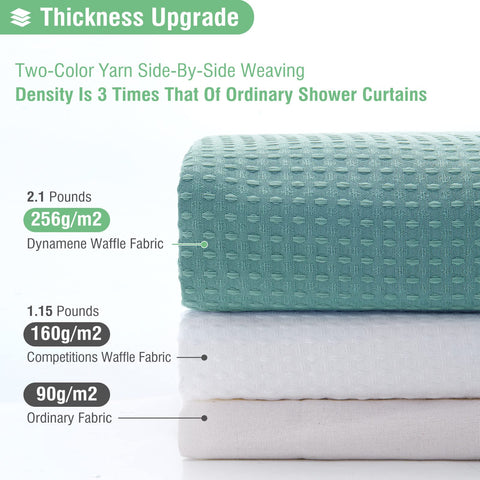 Dynamene teal heavyweight 256GSM curtain feels substantial and durable