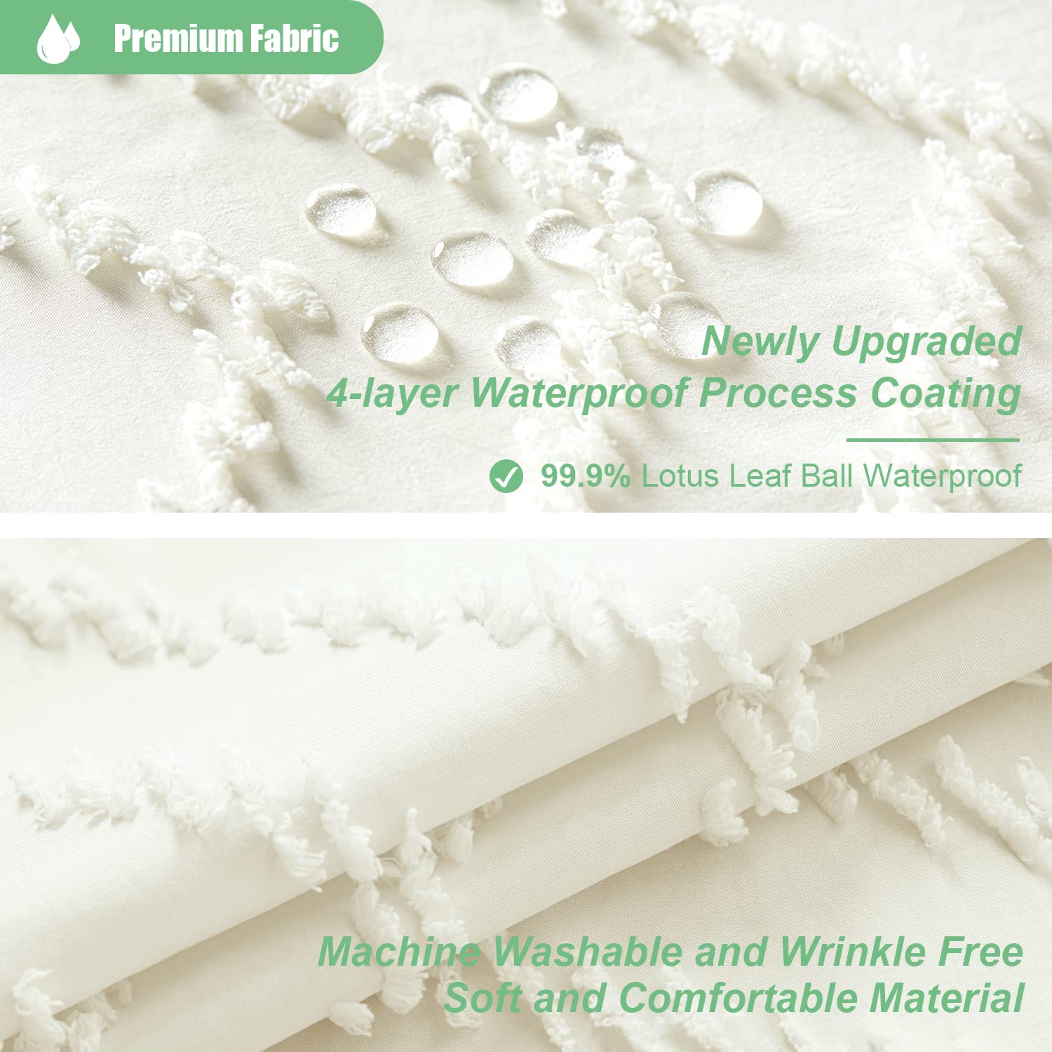 Dynamene waterproof textured fabric curtain ready for bathroom use