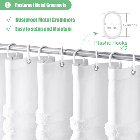 Weighted panel and rust-resistant grommets help hang evenly.
