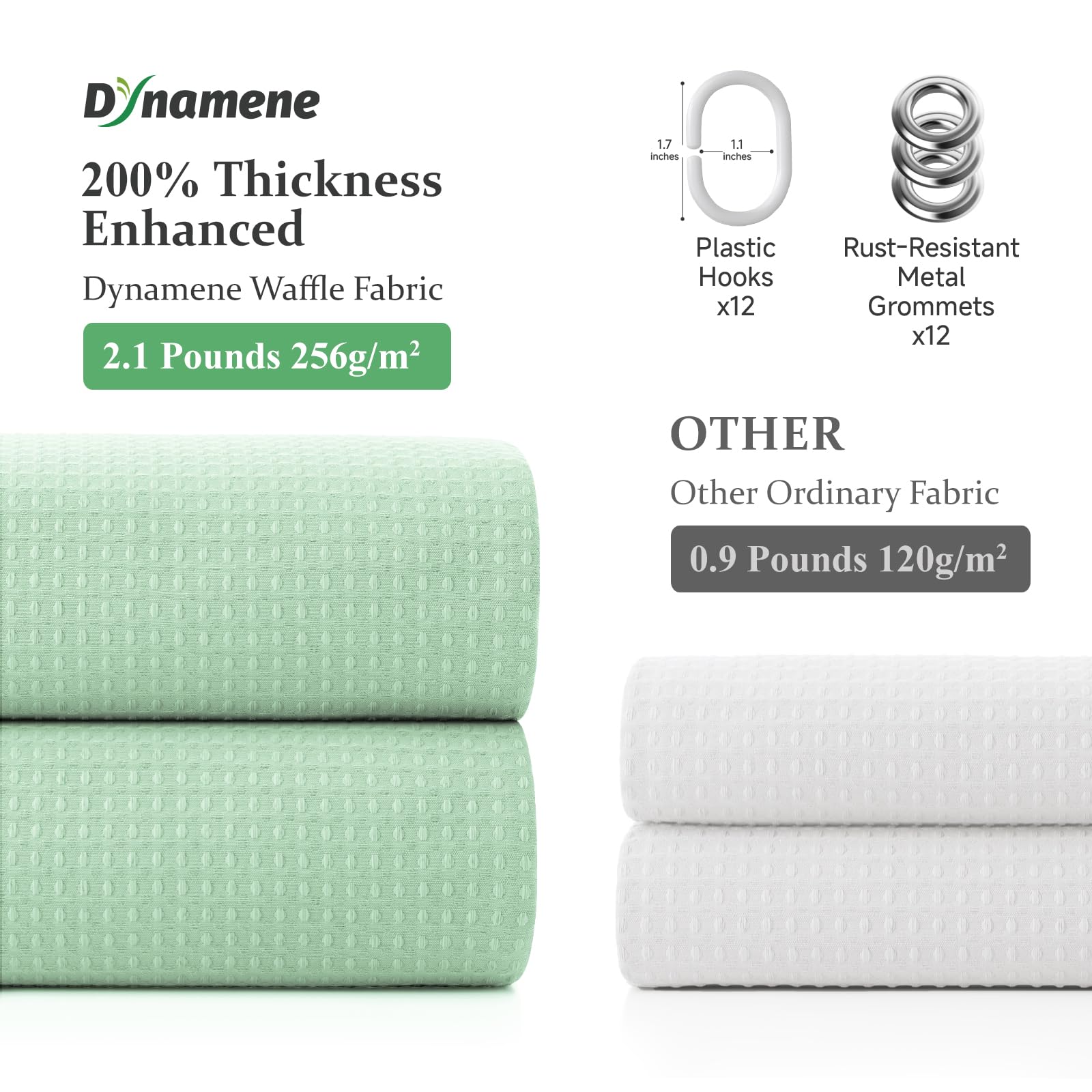Dynamene weighted-hem design helps curtain stay put and protects privacy