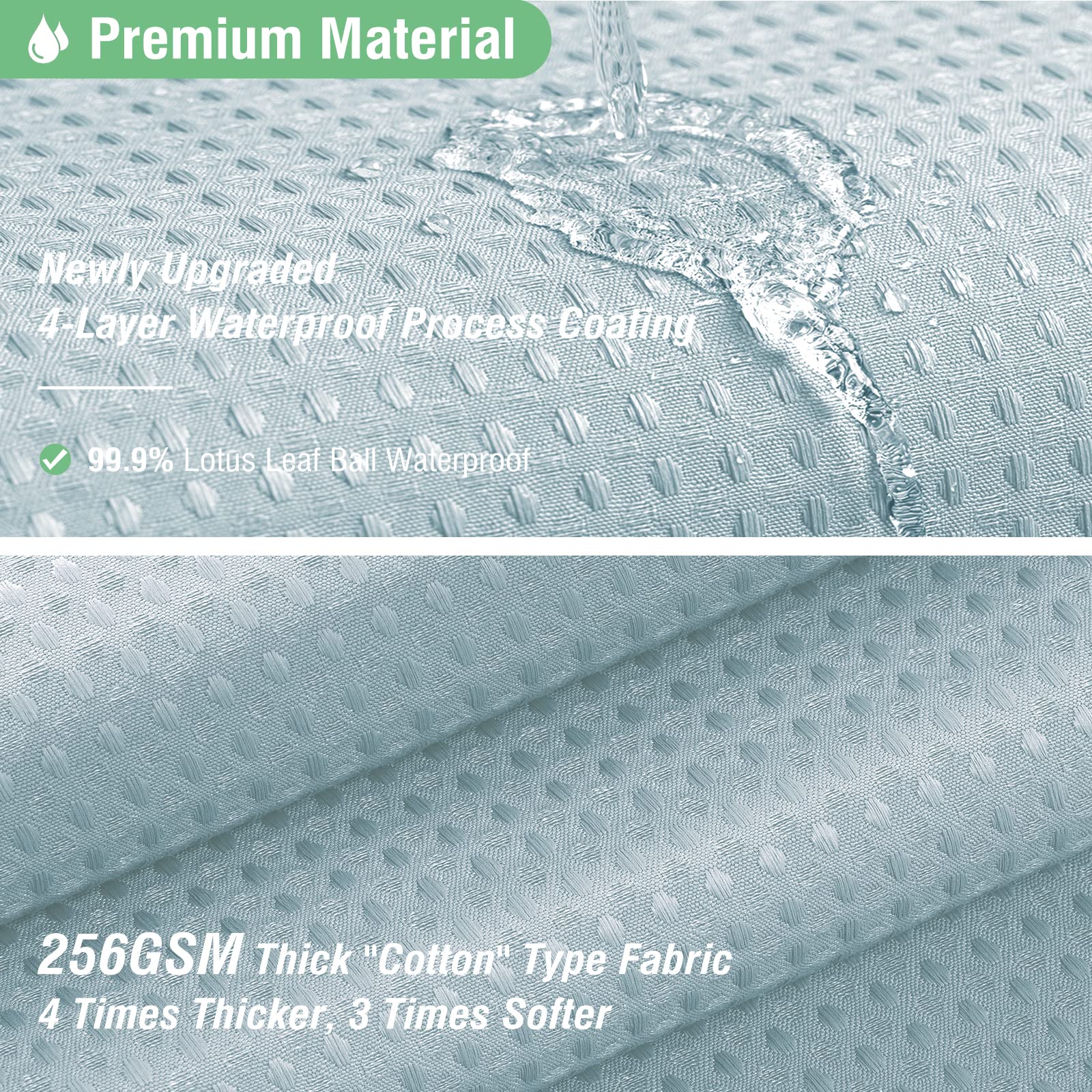 Dynamene weighted hem prevents curtain billowing during showers.