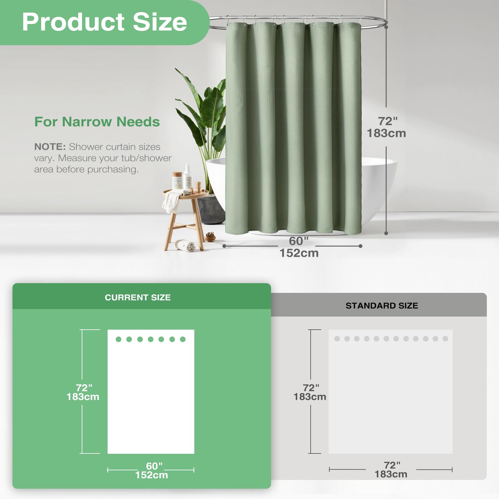 Dynamene weighted hem keeps the curtain in place during showers.