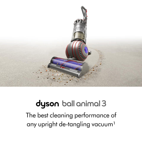 Dyson Ball Animal 3 de-tangling cleaner head removing pet hair from surfaces.