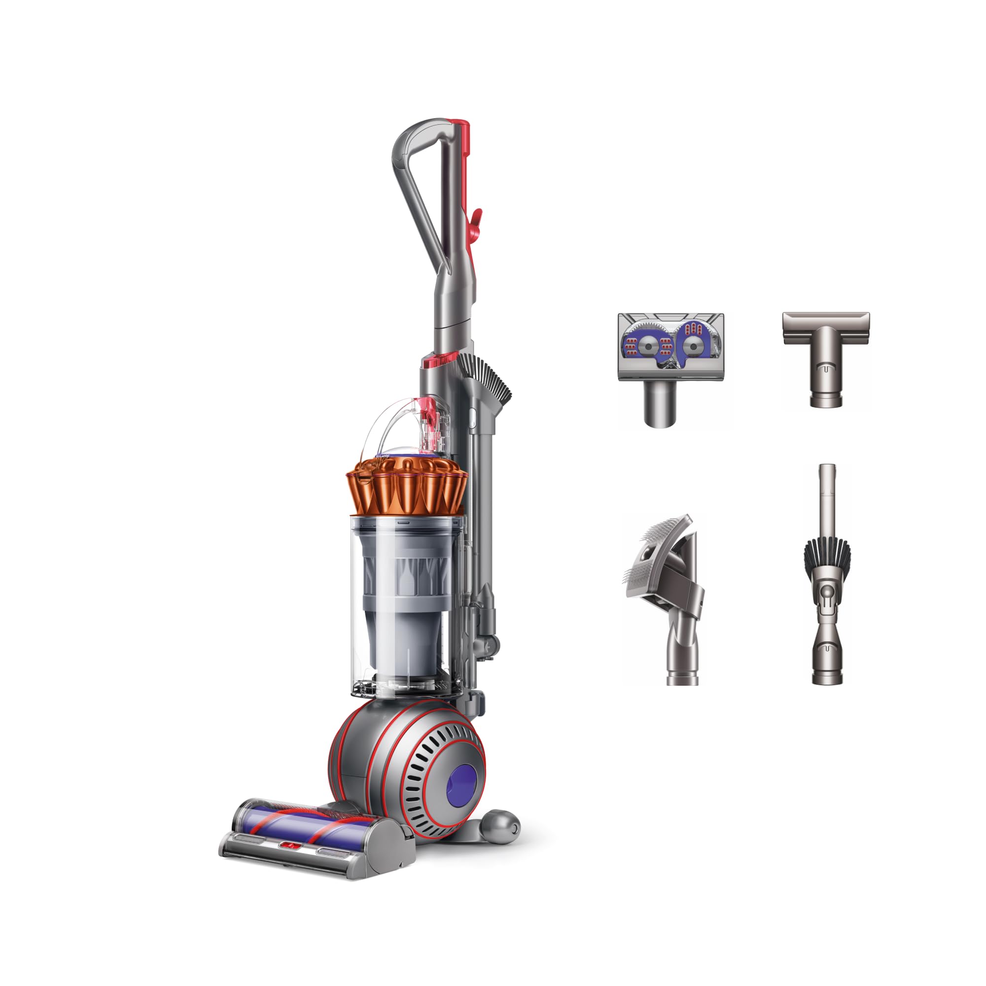 Dyson Ball Animal 3 Extra front view shows pet-hair cleaning capability on carpets