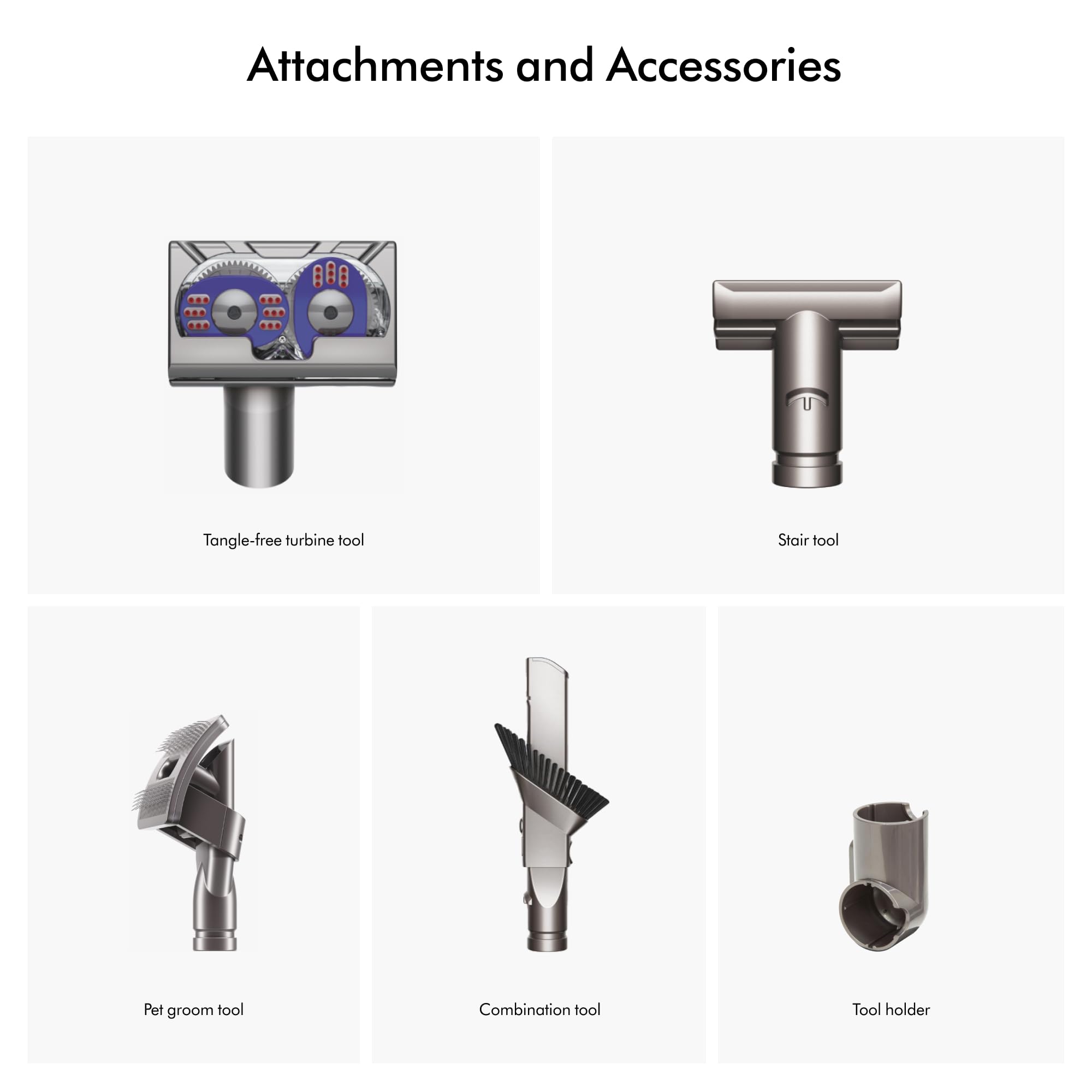 Dyson Groom Tool demonstrates removing loose hairs and allergens from pets