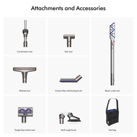 Dyson accessory case for eight tools, including tangle-free turbine tool.