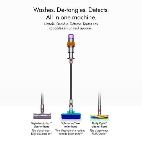 Eight Dyson-engineered accessories included with the V15s Submarine.