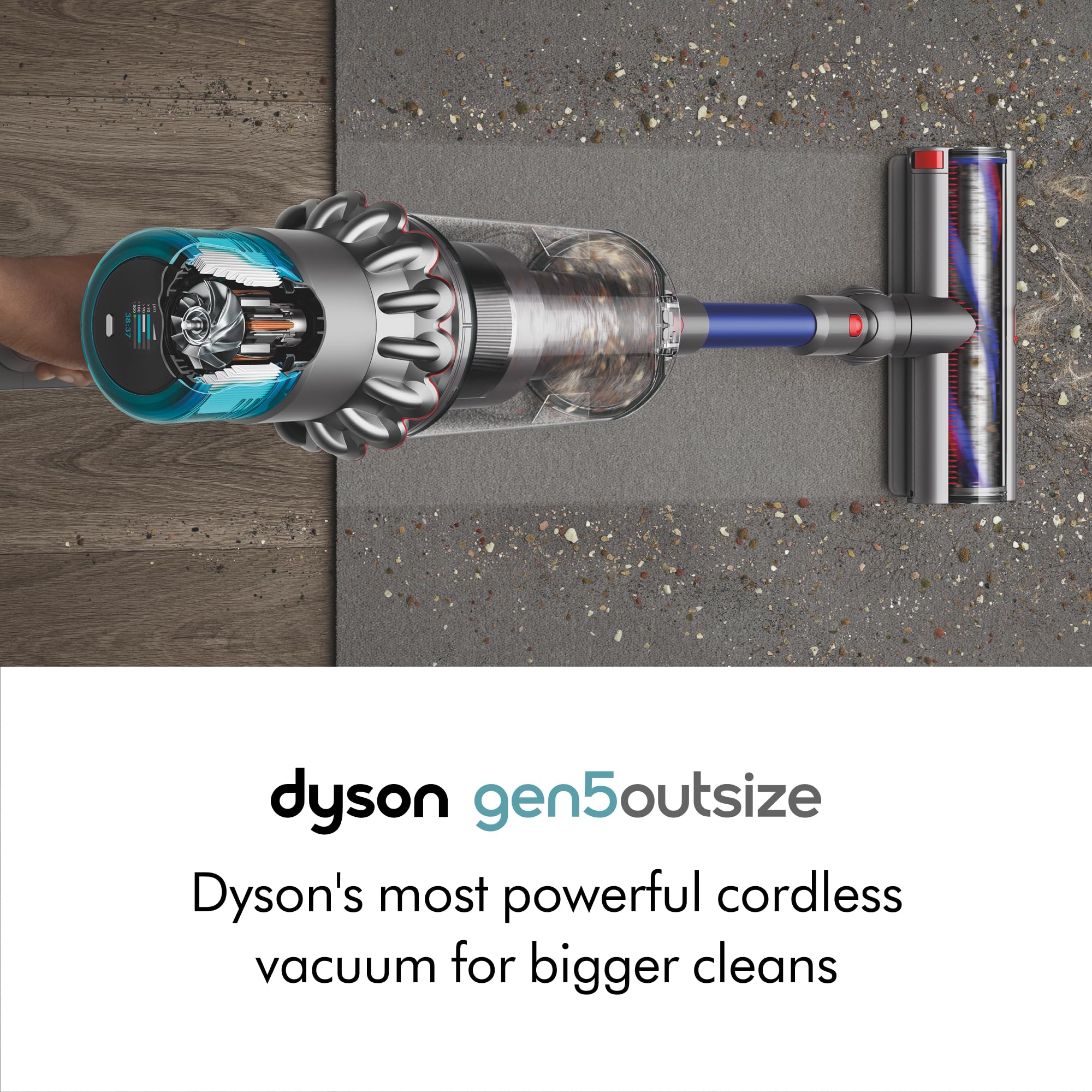 Dyson Gen5 Outsize handle offers a comfortable grip for maneuvering.