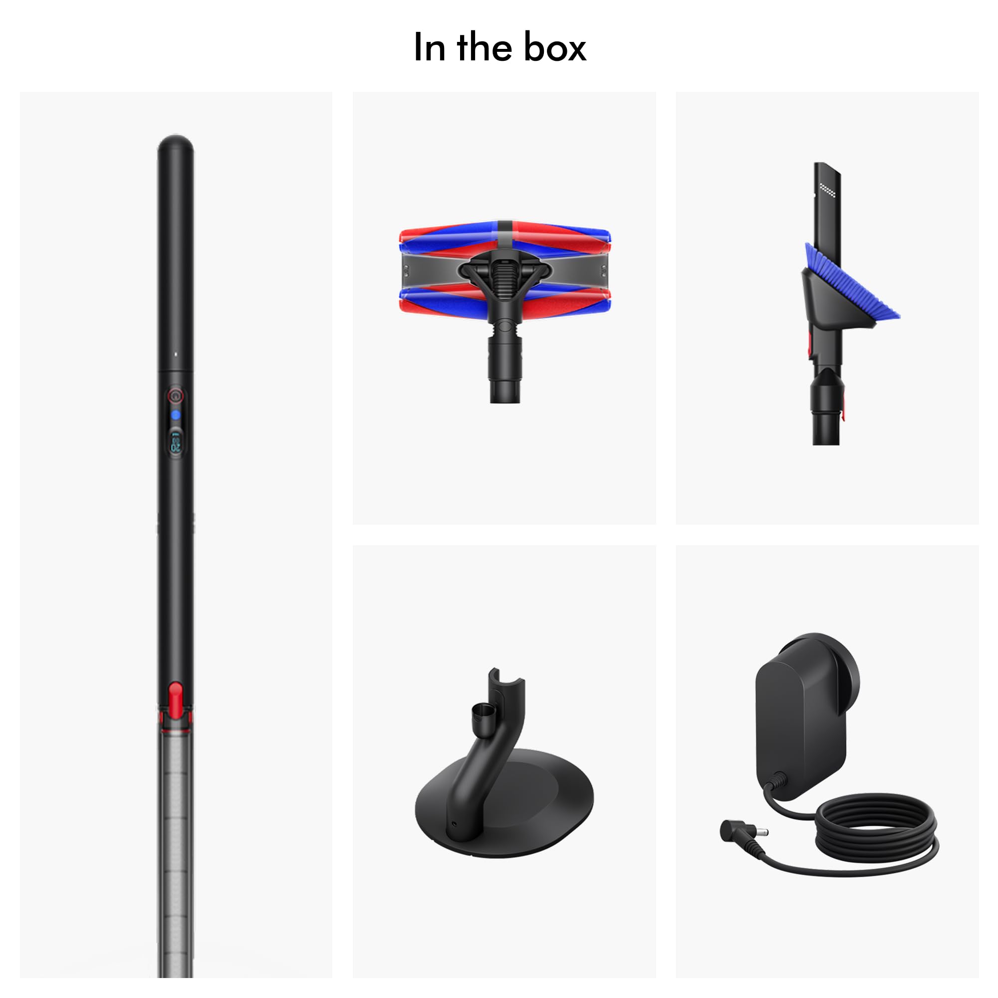 Dyson PencilVac Fluffycones edge-cleaning action for baseboard cleaning.