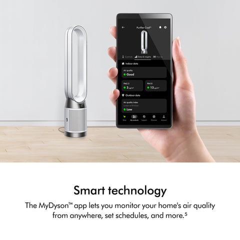 Dyson Purifier Cool PC1 app control and remote monitoring of air quality.