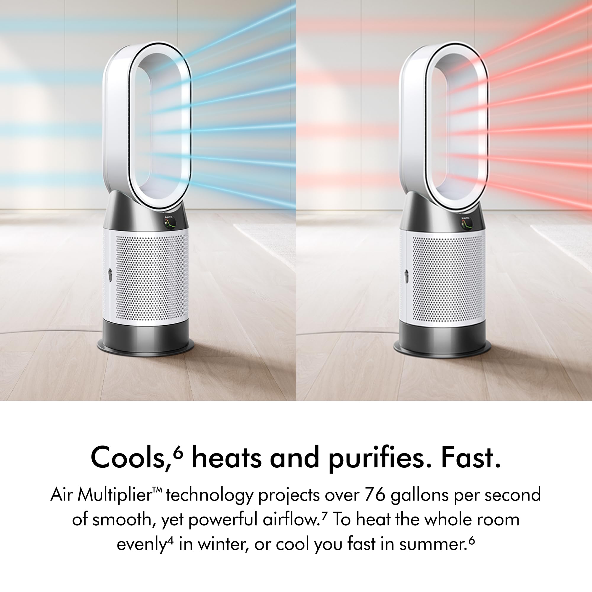 Dyson Purifier HP1 air-multiplier in action for powerful, continuous airflow.