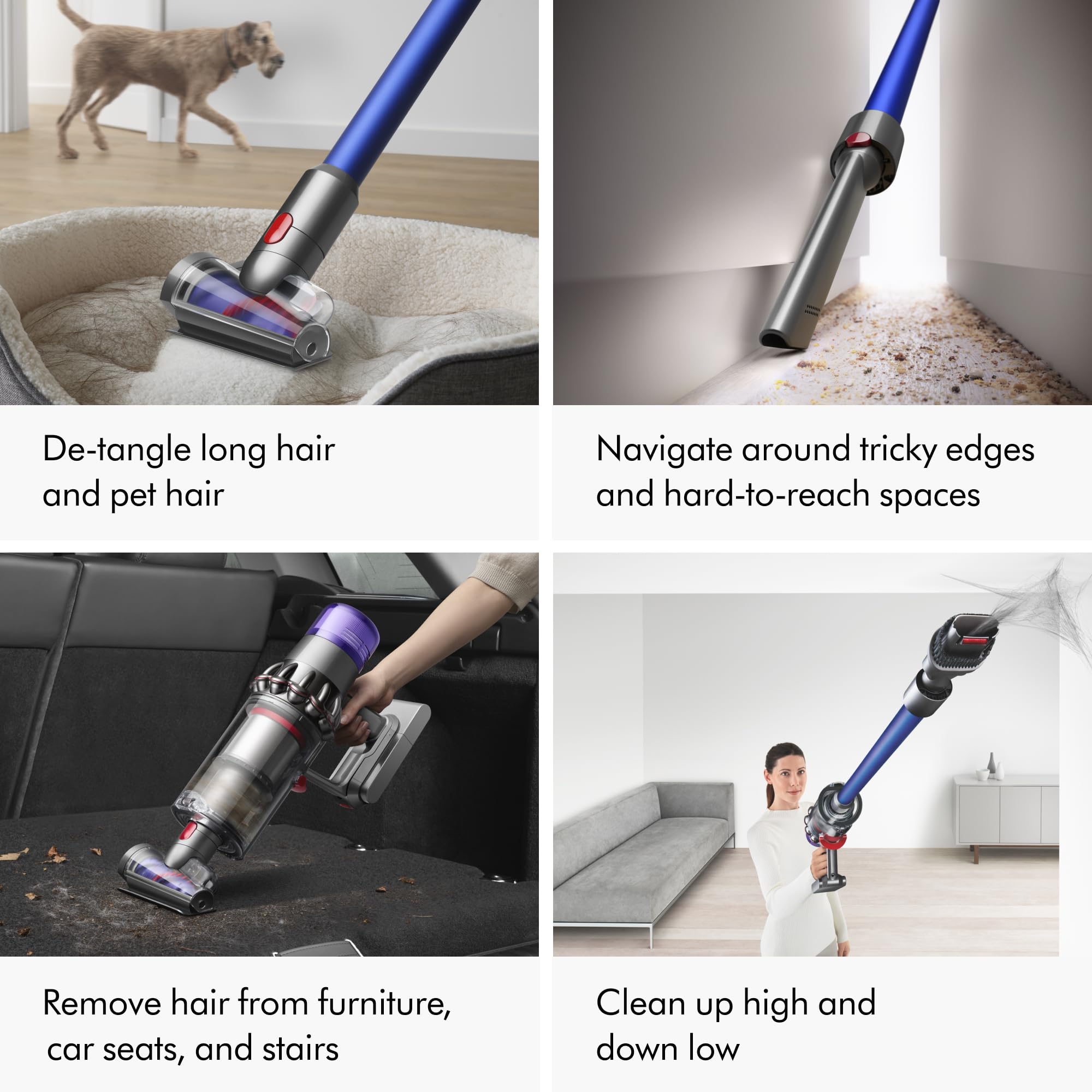 Dyson V11 filtration system capturing fine dust and circulating cleaner air