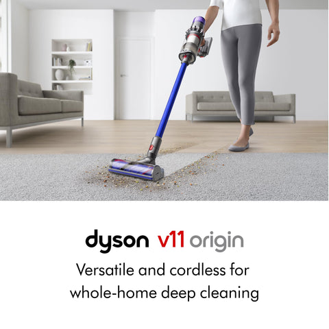 Dyson V11 Origin LCD display shows run-time and mode at a glance