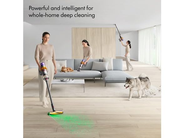 Dyson V15 Detect Digital Motorbar head tackles carpets and floors with precision.