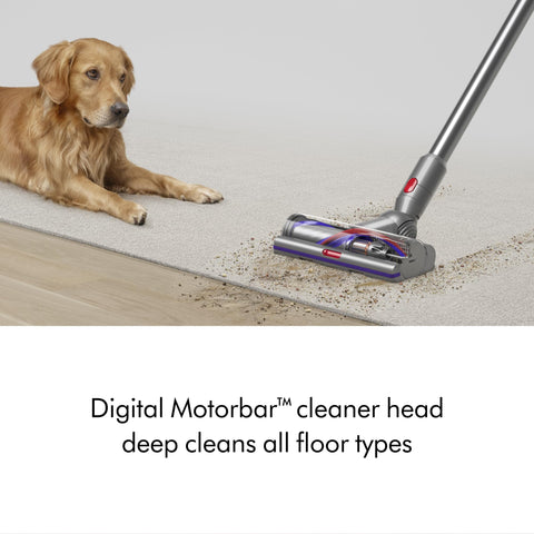 Fluffy Optic cleaner head reveals invisible dust on hard floors for thorough cleaning.