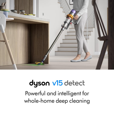 LCD screen on Dyson V15 Detect displays debris counts during cleaning sessions.