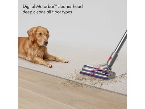 Dyson V15 Detect piezo sensor auto mode demonstrates adaptive cleaning performance.