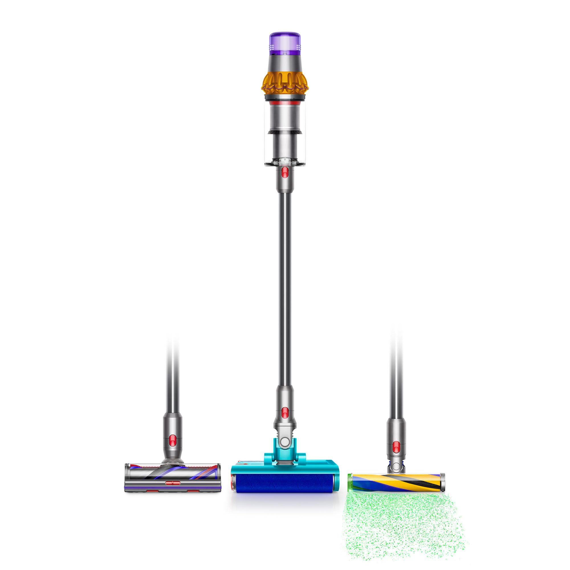 Dyson V15s Detect Submarine vacuum front view shows cordless versatility.