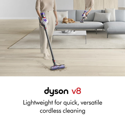 Dyson V8 detangles long hair from the brush bar during cleaning