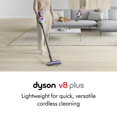 Dyson V8 Plus hair screw tool tackles long hair and pet hair on upholstery