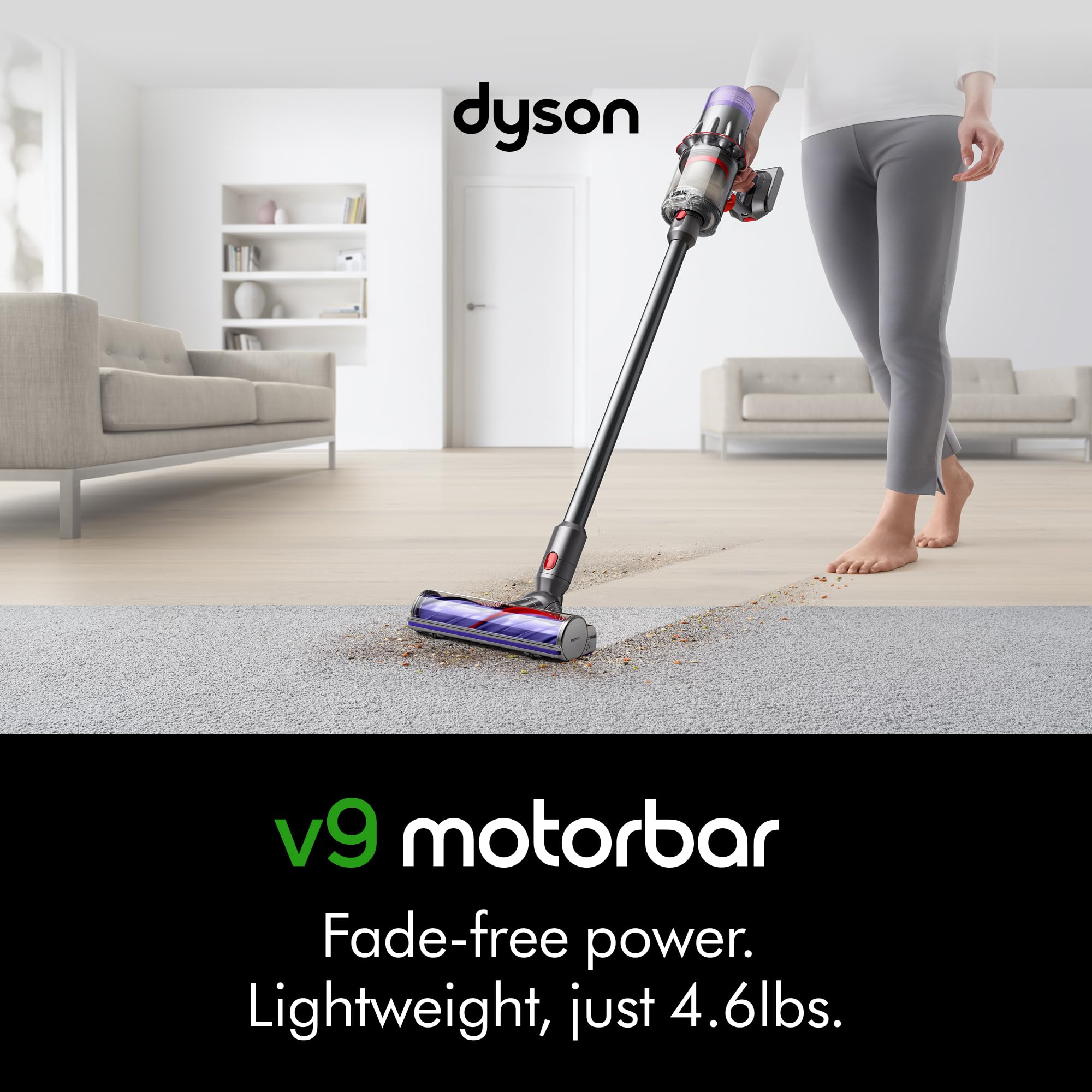 Dyson V9 Motorbar cordless handheld transition for ceiling-to-floor cleaning