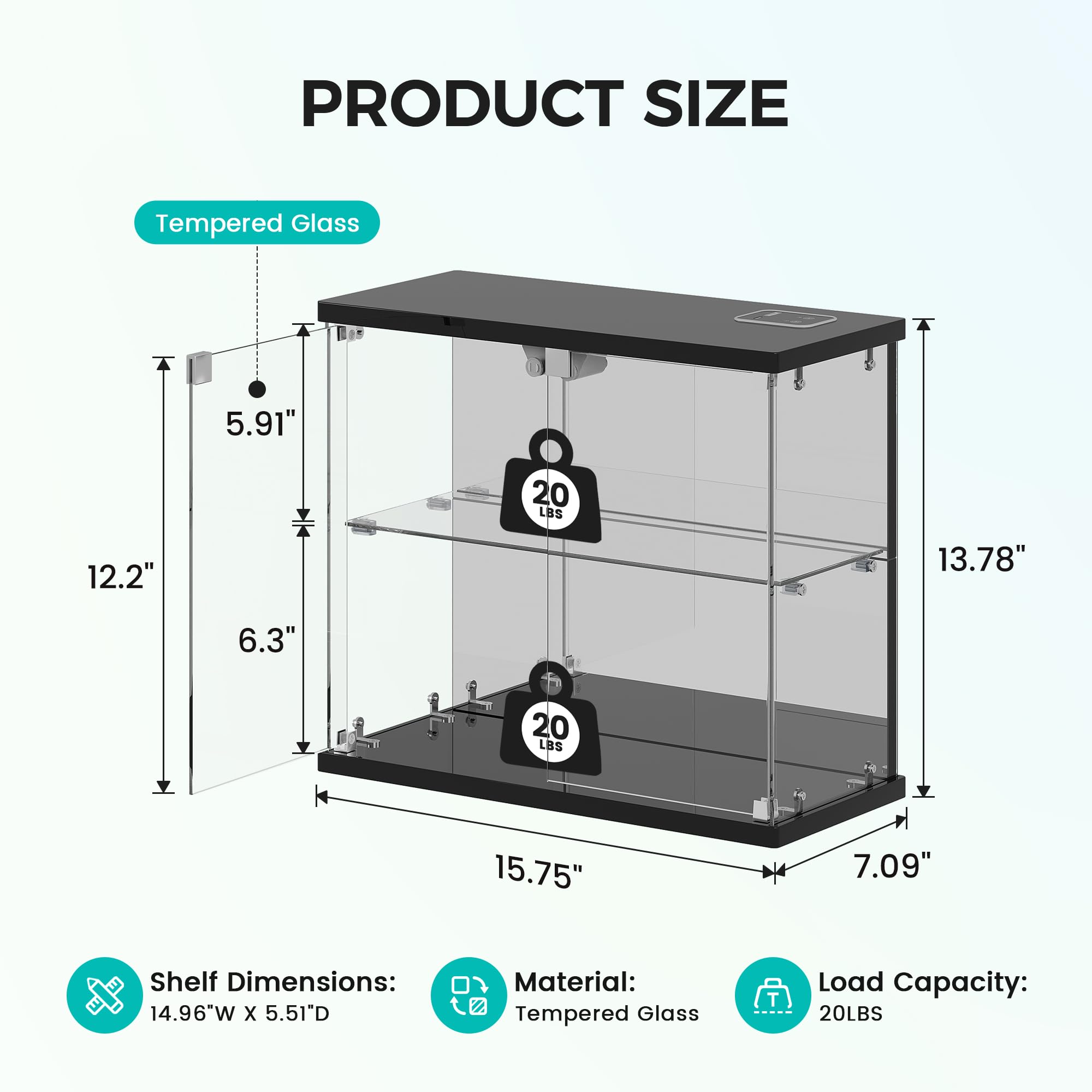 Dystler magnetic door opens with a gentle push for easy item changes.