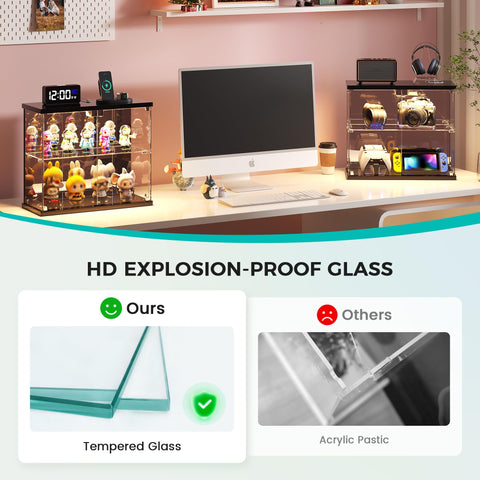 Dystler motion-sensing LED lighting activates when approaching the display.