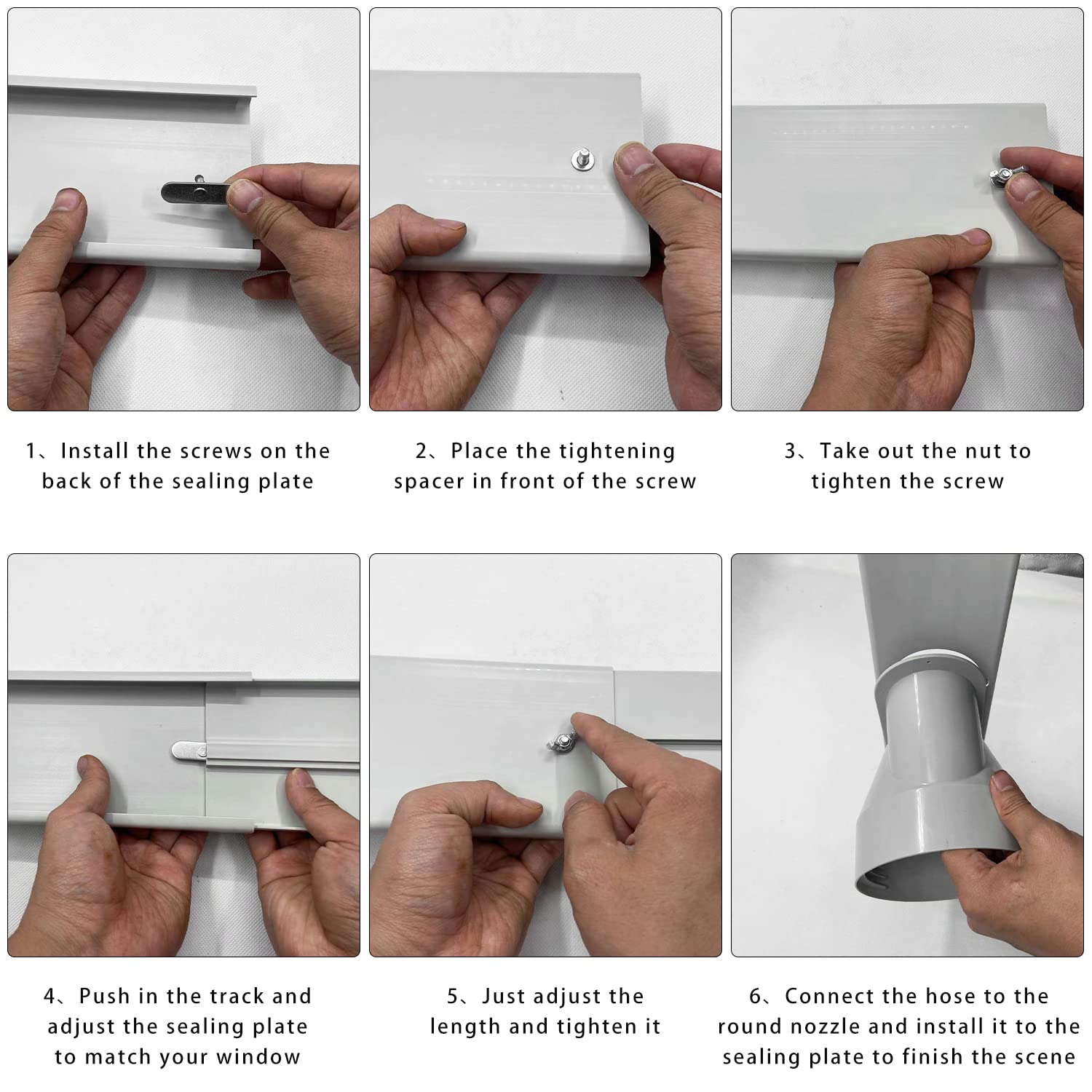 DYUJTMQ adjustable window plate in use enables flexible sealing for different windows.