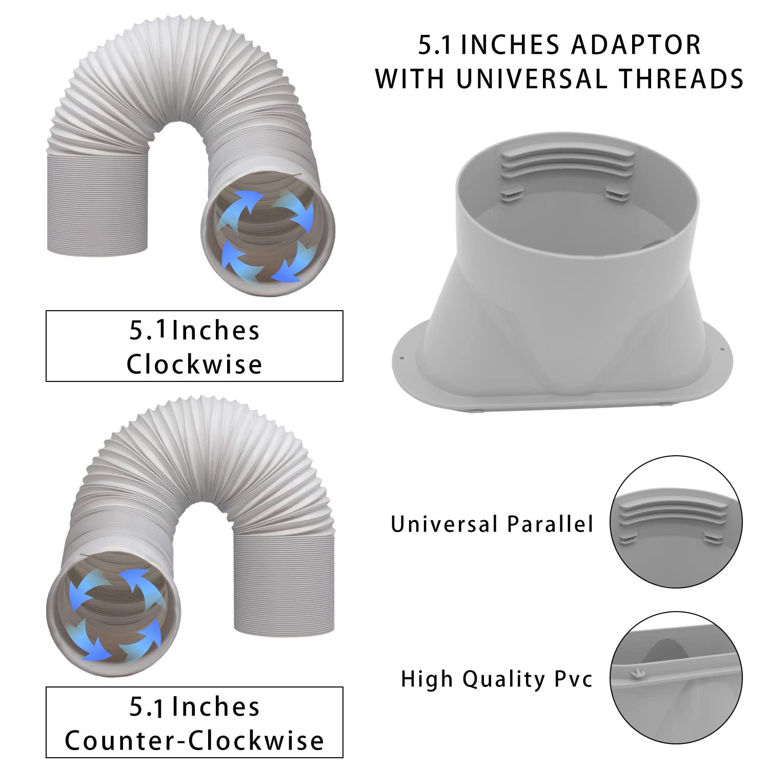 DYUJTMQ exhaust hose connection shows secure attachment to portable AC.