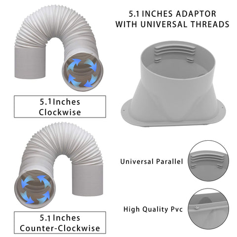 DYUJTMQ exhaust hose connection shows secure attachment to portable AC.