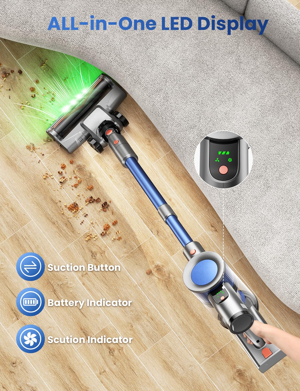 Dzaki detachable battery enables extended cleaning with quick swaps.