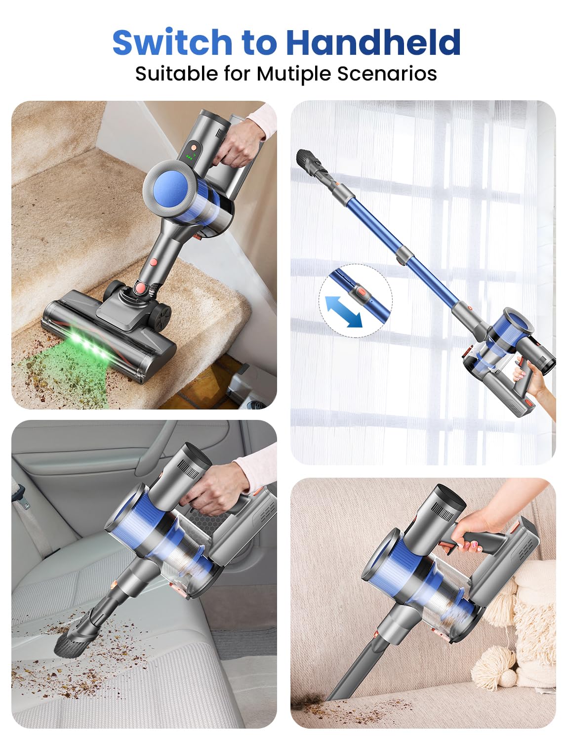 Dzaki lightweight design makes cleaning stairs and corners comfortable.