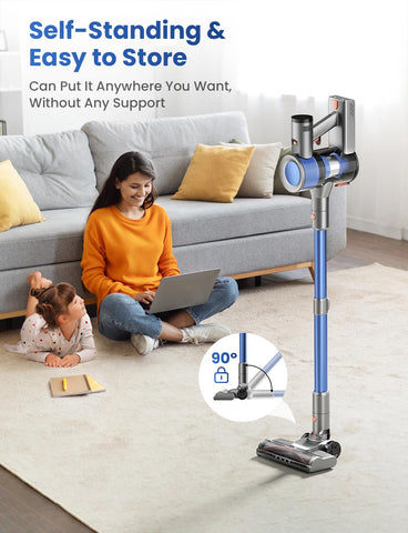 Dzaki self-standing storage keeps the vacuum ready for the next clean.