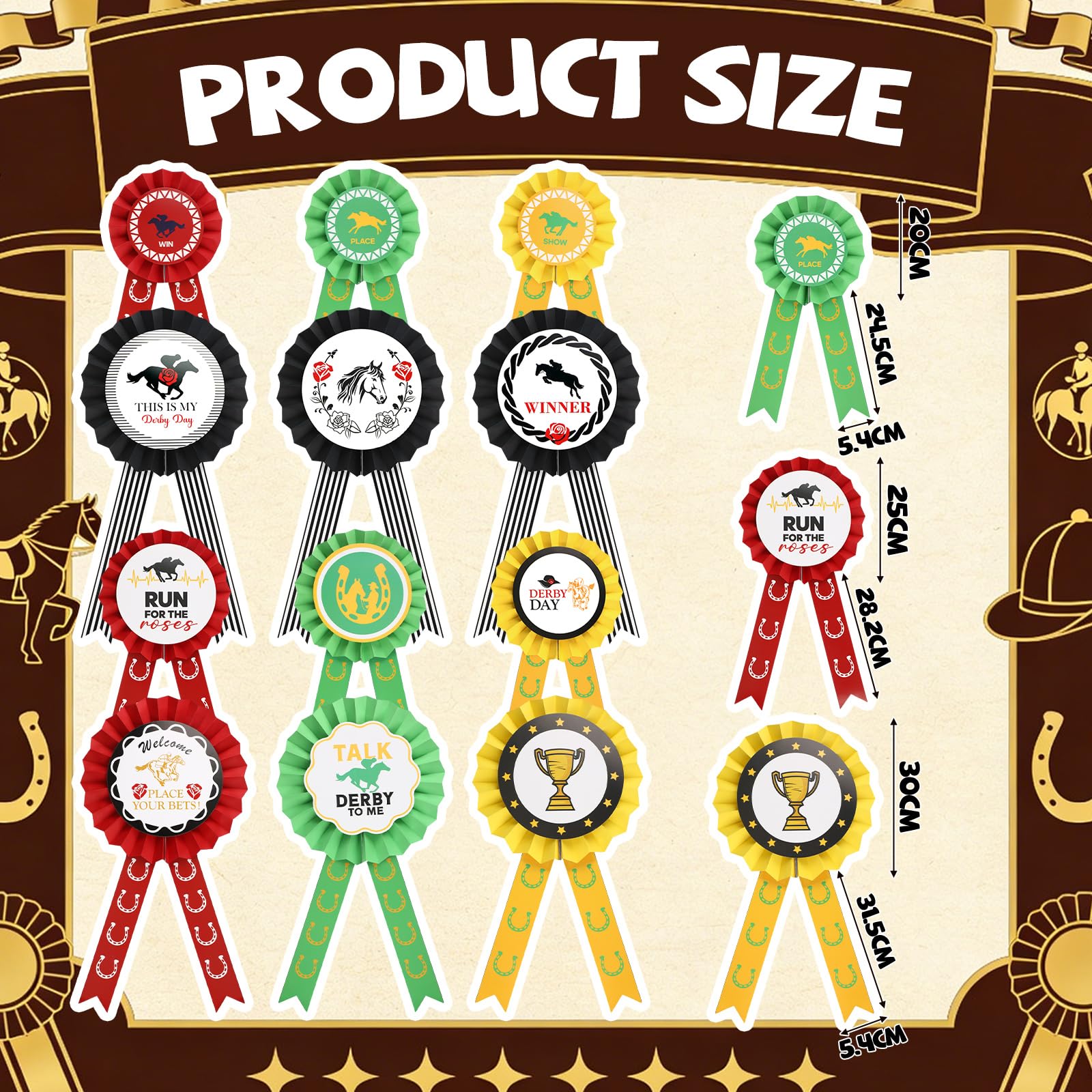 Eaasty derby decorations paper fans, 9.8-inch, add depth to party backdrops.